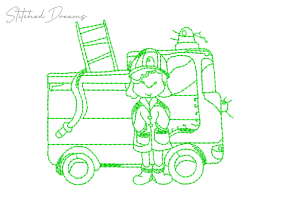 Firefighter with Fire Truck Embroidery Design Review