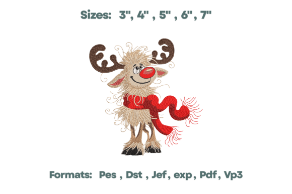 Fluffy Reindeer Red Scarf Embroidery Review for Apparel