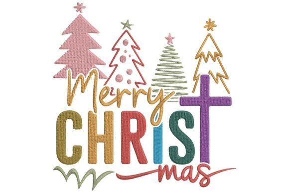 Merry Christmas with Trees and Cross Embroidery Design Review