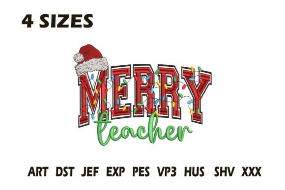Merry Teacher Embroidery: A Playful Design for Small Business Merch