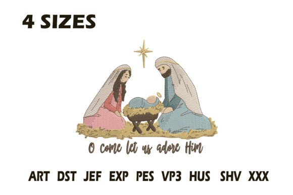 Nativity Scene Embroidery: A Playful Seasonal Design for Holiday Creations