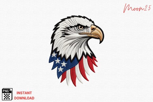 Patriotic Eagle Head Embroidery PNG: A Bold Graphic for Craft Businesses