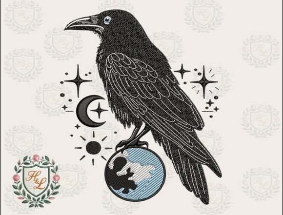 Raven Space Scene Embroidery Files: A Design Review for Boutique Apparel