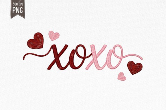 XOXO Embroidery Style Valentine PNG for Small Business Merch